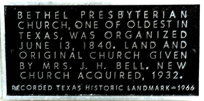 Bethel Presbyterian Historic Landmark Plaque