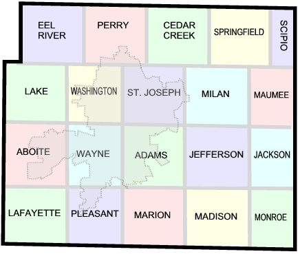 Allen County, Indiana, township map