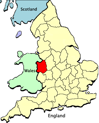 Location of Shropshire, England